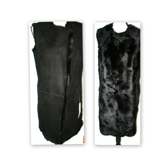 New NWT S Womens Long Michael Kors Coat Black Vest Reversible Fur Suede Leather - Picture 1 of 11